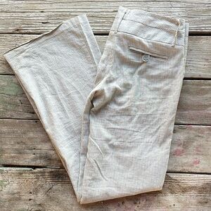 Vintage Forever 21 Size 11 Linen Pin Strip Flare Grey & White Pants Y2K